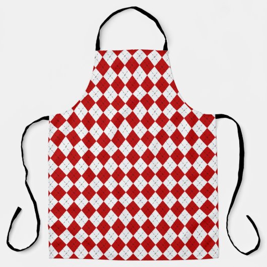 Retro Red Argyle Chef’s Apron エプロン (正面)