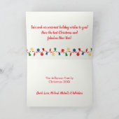  Retro red blue Christmas ornaments photo holiday カード (内部)