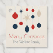 Retro Red Blue Ornaments Christmas Party フェイバータグ (正面)