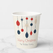 Retro Red Blue Ornaments Christmas Party 紙コップ (裏面)