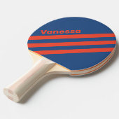 Retro Red & Blue Three Angled Striping with Name 卓球ラケット (正面アングル)