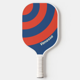 Retro Red & Blue Three Circle Stripe with Name ピックルボールラケット