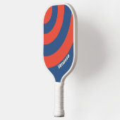 Retro Red & Blue Three Circle Stripe with Name ピックルボールラケット (左)