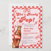 Retro Red Checker Ready to Pop Cola Baby Shower 招待状 (正面)