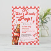 Retro Red Checker Ready to Pop Cola Baby Shower 招待状 (スタンド正面)