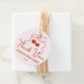 Retro Red Cherries with Pink Bow Script Thank You フェイバータグ (インサイチュ)