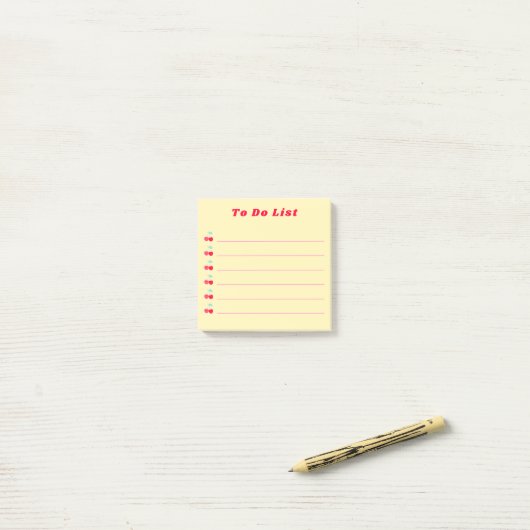 Retro Red Cherry Bullet Point To Do List Yellow ポストイット (デスク上)
