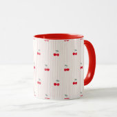 Retro Red Cherry Pattern Sweetheart Glaze マグカップ (正面右)