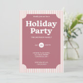 Retro Red Christmas Party Striped Invitation 招待状 (スタンド正面)