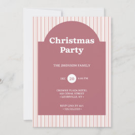 Retro Red Christmas Party Striped Invitation 招待状