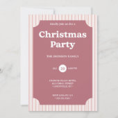 Retro Red Christmas Party Striped Invitation 招待状 (正面)