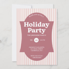 Retro Red Christmas Party Striped Invitation 招待状