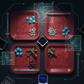 Retro Red Circuit Board Tech Pattern ペーパープレート