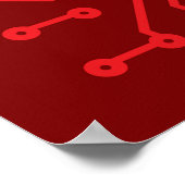 Retro Red Circuit Board Tech Pattern ポスター (角)