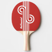 Retro Red Dual Stripe Loop with Name 卓球ラケット (正面)