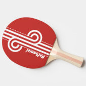 Retro Red Dual Stripe Loop with Name 卓球ラケット (横)