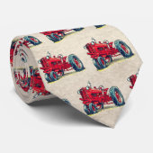 Retro Red Farm Tractor with Eyeballs ネクタイ (ロール)