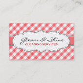 Retro Red Gingham Cleaner Cleaning Lady Service 名刺 (裏面)