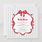 Retro Red, Gray & White Wedding Bridal Shower 招待状 (正面)