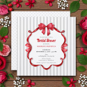 Retro Red, Gray & White Wedding Bridal Shower 招待状