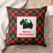 Retro Red Green Black Scottish Terrier クッション (ブランケット)