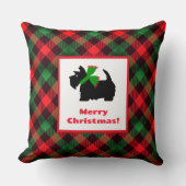 Retro Red Green Black Scottish Terrier クッション (正面)