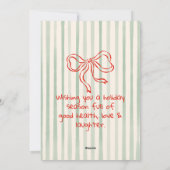 Retro Red  Green Smiling Christmas Trees Non Photo シーズンカード (裏面)