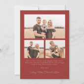 Retro Red Green Stripes Boho Oval Photo Christmas シーズンカード (裏面)