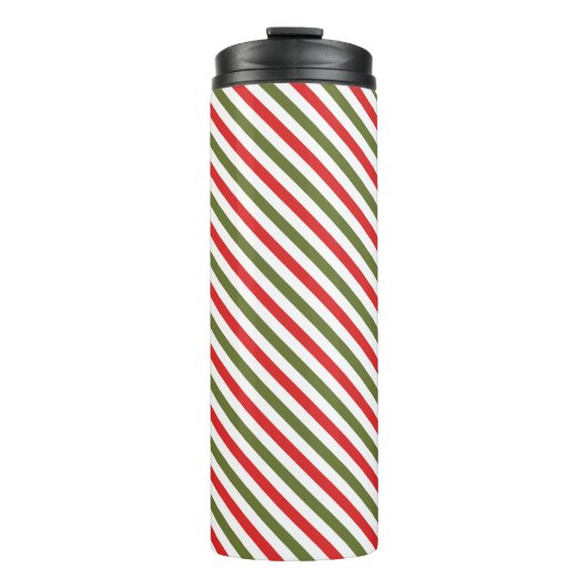 Retro Red Green White Christmas Stripe Pattern タンブラー (正面)