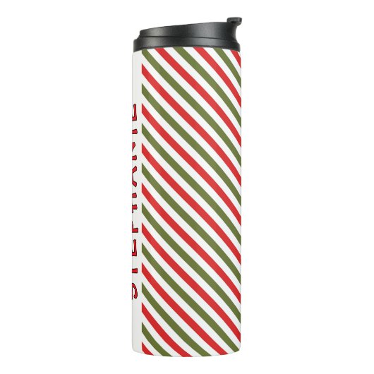 Retro Red Green White Christmas Stripe Pattern タンブラー (回転左)