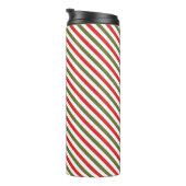 Retro Red Green White Christmas Stripe Pattern タンブラー (回転右)