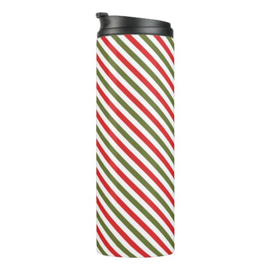 Retro Red Green White Christmas Stripe Pattern タンブラー (回転右)