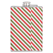 Retro Red Green White Christmas Stripe Pattern  フラスク (裏面)