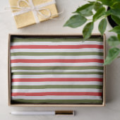 Retro Red Green White Christmas Stripe Pattern 薄葉紙 (ギフト)