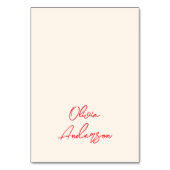 Retro Red Hand Written Whimsy Wedding Place Cards テーブルナンバー (正面)