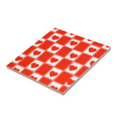 Retro Red Heart Checkerboard Pattern タイル (側面)
