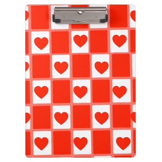 Retro Red Heart Checkerboard Pattern: AesClipboard クリップボード (正面)