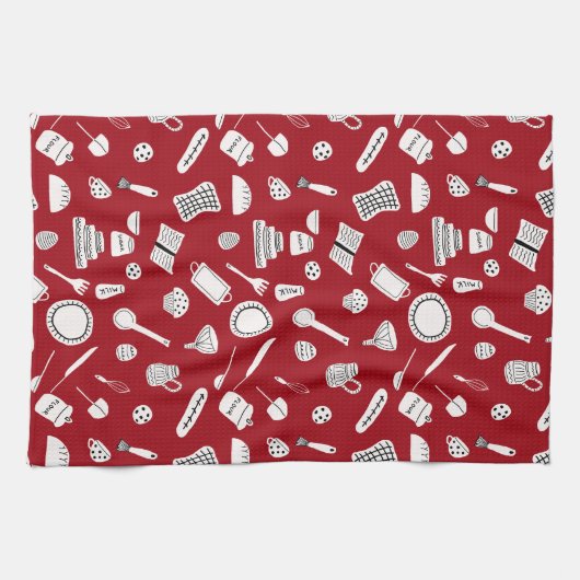 Retro Red Kitchen キッチンタオル (横)