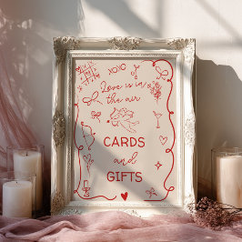 Retro Red Love in the air Bridal Cards gifts Sign ポスター