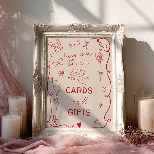 Retro Red Love in the air Bridal Cards gifts Sign ポスター
