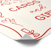 Retro Red Love in the air Bridal Cards gifts Sign ポスター (角)