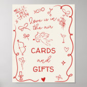 Retro Red Love in the air Bridal Cards gifts Sign ポスター (正面)