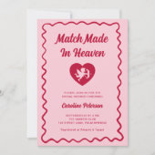 Retro Red Match Made in Heaven Cupid Bridal Shower 招待状 (正面)