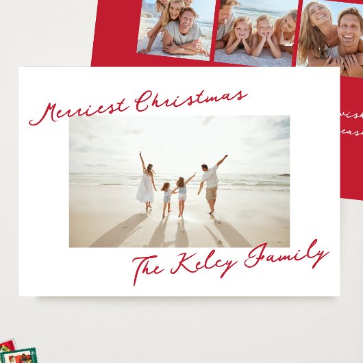 retro red merry christmas collage photo シーズンカード