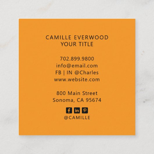 Retro Red Mustard Custom Company Logo スクエア名刺 (裏面)