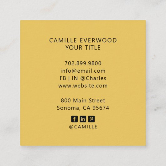 Retro Red Mustard Custom Company Logo スクエア名刺 (裏面)