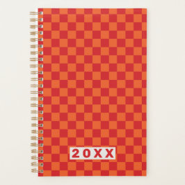 Retro Red Orange Checkerboard 2026 プランナー手帳