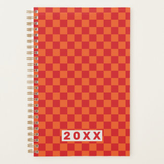 Retro Red Orange Checkerboard 2026 プランナー手帳