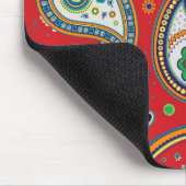 Retro Red Paisley Print Thick Computer Mousepad マウスパッド (コーナー)