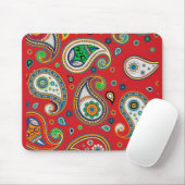 Retro Red Paisley Print Thick Computer Mousepad マウスパッド (マウス)